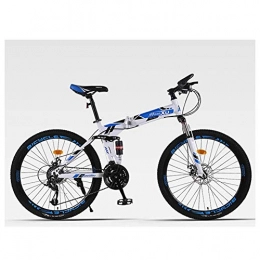 PYROJEWEL Folding Mountain Bike PYROJEWEL Outdoor sports Moutain Bike Folding Bicycle 21 Speed 26 Inches Wheels Dual Suspension Bike Outdoor sports (Color : Blue)