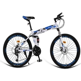 RPOLY Folding Mountain Bike RPOLY 24-Speed Mountain Bike Folding Bikes, Adult Folding Bicycle, Dual Disc Brake, Off-road Variable Speed Bike, Outdoor Bicycle, Blue_24 Inch