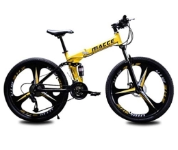 RPOLY Folding Mountain Bike RPOLY Mountain Bike Folding Bikes, 21-Speed / 24-Speed / 27-Speed, Dual Disc Brake, Off-road Variable Speed Bicycle, Outdoor Bicycle, Yellow_24Inch / 24-Speed