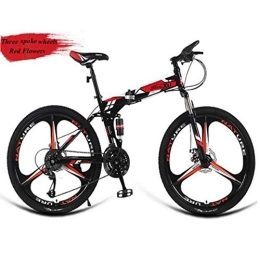 RPOLY Folding Mountain Bike RPOLY Mountain Bike Folding Bikes, 24-Speed Adult Folding Bicycle, Dual Disc Brake, Off-road Variable Speed Bike, Outdoor Bicycle, Red_24 Inch