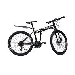 SABUIDDS Bike SABUIDDS 26” Adult Mountain Bike, 21 Speed Folding Mountain Bicycles, Dual Disc Brake Folding Bikes for Adults Men and Women, Alloy Frame, for Mountain Trails, Black and White