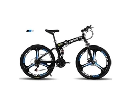 SEESEE.U Folding Mountain Bike SEESEE.U Mountain Bike Mens' Mountain Bike, 24" inch 3-Spoke Wheels High-Carbon Steel Frame, 21 / 24 / 27 Speed Dual Suspension Folding Bike Unisex with Disc Brakes, Black, 21 Speed