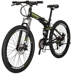 sl Folding Mountain Bike SL Dual Suspension Mountain Bikes, G7 MTB 21 Speed Bike, 27.5 Inches Bicycle, Spoke Wheels Folding Bike (GREEN)