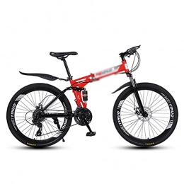 T-Day Bike T-Day Mountain Bike 26 Inch Folding Mountain Bike 21 / 24 / 27 Speed High-Tensile Carbon Steel Frame MTB Dual Disc Brake Mountain Bicycle For Men And Women(Size:27 Speed, Color:Red)
