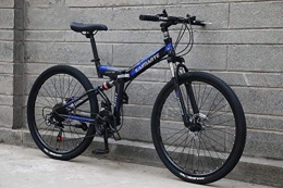 Tbagem-Yjr Bike Tbagem-Yjr 24 Inch Shock Absorption Shifting Soft Tail Mens Mountain Bike, Folding Mountain Bicycle (Color : Black blue)