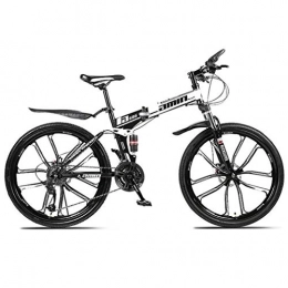 WJSW Bike WJSW Dual Disc Brake Freestyle Folding Mountain Bike, Dual Suspension Road Bicycle 26 Inch (Color : Black, Size : 21 speed)