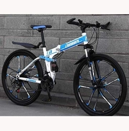 WJSW Bike WJSW Mountain Bike Bicycle for Adults, High-Carbon Steel Frame, Dual Suspension Folding Bike, Dual Disc Brakes