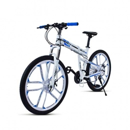 WJSW Folding Mountain Bike WJSW Mountain Bike BlackDeluxe Bicycles Blue 17" inch Aluminum alloy frame 27-speed rear derailleur and micro-shift rotational shifters stron, Blue