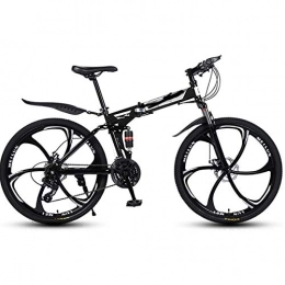 WXXMZY Bike WXXMZY Mountain Bike 21 / 24 / 27 Speed Steel Frame 26 Inch 6 Spoke Wheel Double Suspension Folding Bicycle Adult Mountain Bike (Color : Black, Speed : 24speed)