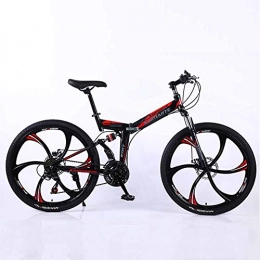 XER Bike XER Mountain Bike, 21 Speed Dual Suspension Folding Bike, with 26 Inch 6-Spoke Wheels and Double Disc Brake, for Men and Woman, Black, 27speed