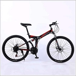 XER Bike XER Mountain Bike 24 Speed Steel High-Carbon Steel 24 Inches Spoke Wheel Dual Suspension Folding Bike for Commuter City, Black, 24 speed