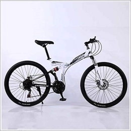 XER Bike XER Mountain Bike 24 Speed Steel High-Carbon Steel 24 Inches Spoke Wheel Dual Suspension Folding Bike for Commuter City, White, 24 speed