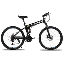 XER Bike XER Unisex Mountain Bike, 27 Speed Dual Suspension Folding Bike, with 24 Inch Spoke Wheel and Double Disc Brake, for Men and Woman, Black, 24speed