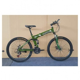 YBB-YB Folding Mountain Bike YBB-YB YankimX Outdoor sports 26 Inch Mountain Bike with Dual Suspension / Disc Brake, 27 Speeds Folding Bicycle with HighCarbon Steel Frame (Color : Green)