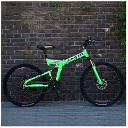 YBB-YB Folding Mountain Bike YBB-YB YankimX Outdoor sports Dual Suspension Mountain Bike, 26" High Carbon Steel Folding Mountain Bicycle 21 Speed Mountain Bike with Double Disc Brake (Color : Green)