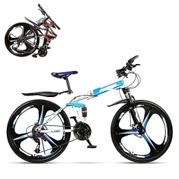 zmigrapddn Folding Mountain Bike zmigrapddn Folding Adult Bicycle, 26 Inch Variable Speed Mountain Bike, Double Shock Absorber Compatible with Men and Women, Dual Discbrakes, 21 / 24 / 27 / 30 Speed Optional (Color : Blue, Size : 24)
