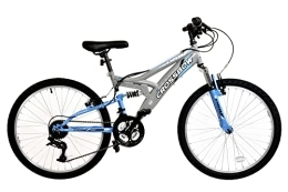 Dallingridge Mountain Bike Dallingridge Crossbow Junior Full Suspension Mountain Bike, 24" Wheel, 18 Speed - Grey / Blue