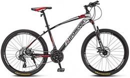 giyiohok Mountain Bike giyiohok 27.5 Inch Mountain Bikes High-Carbon Steel Frame Shock-Absorbing Front Fork Double Disc Brake Off-Road Road Bicycles Rider Height 5.6-6.4Ft-Black Red_24 speed