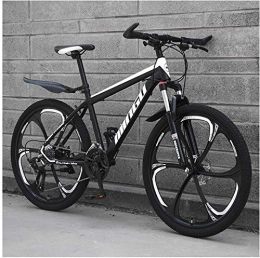 H-ei Bike H-ei 24 Inch Mountain Bikes, Mens Women Carbon Steel Bicycle, 30-Speed Drivetrain All Terrain Mountain Bike with Dual Disc Brake (Color : 21 Speed, Size : Black 6 Spoke)