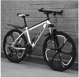 H-ei Bike H-ei 24 Inch Mountain Bikes, Mens Women Carbon Steel Bicycle, 30-Speed Drivetrain All Terrain Mountain Bike with Dual Disc Brake (Color : 24 Speed, Size : White 6 Spoke)