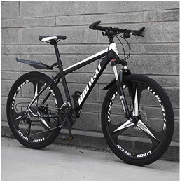 H-ei Bike H-ei 24 Inch Mountain Bikes, Mens Women Carbon Steel Bicycle, 30-Speed Drivetrain All Terrain Mountain Bike with Dual Disc Brake (Color : 27 Speed, Size : Black 3 Spoke)