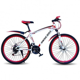 laonie Bike laonie Mountain bike adult variable speed men's and women's 26 inch off-road racing light student gift bicycle-White red_26 inches x 17 inches