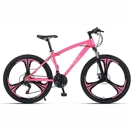 LapooH Bike LapooH 26 Inch Mountain Bike, 21 / 24 / 27 / 30 Speed MTB Bicycle Frame Suspension Fork for Home Urban City Bicycle, Pink, 30 speed