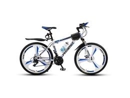 MOLVUS Bike MOLVUS Mountain Bike Unisex Mountain Bike 21 / 24 / 27 Speed ​​High-Carbon Steel Frame 26 Inches 3-Spoke Wheels with Disc Brakes and Suspension Fork, Blue, 21 Speed