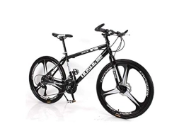 Generic Mountain Bike Mountain Bike, Mountain Bike Unisex Mountain Bike 21 / 24 / 27 / 30 Speed ​​High-Carbon Steel Frame 26 Inches 3-Spoke Wheels Bicycle Double Disc Brake for Student, Black, 30 Spee