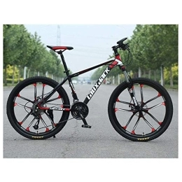 Bike Outdoor sports 26" Mountain Bike HighCarbon Steel Front Suspension All Terrain 21Speed Mountain Bike with Dual Disc Brakes, Red