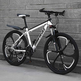 TOPYL Bike TOPYL 26 Inch Men's Mountain Bikes, High-carbon Steelhardtail Mountain Bike, City Bike, Mountain Bicycle With Front Suspension Adjustable Seat White / black - 6 Spoke 27 Speed