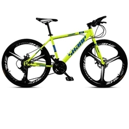 WJSW Bike WJSW 24 Inch Mountain Bike, Double Disc Brake / High-Carbon Steel Frame Bikes, Beach Snowmobile Bicycle, Aluminum Alloy Wheels, Green, 27 speed