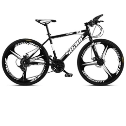 WJSW Bike WJSW 26 Inch Mountain Bike, Double Disc Brake / High-Carbon Steel Frame Bikes, Beach Snowmobile Bicycle, Aluminum Alloy Wheels, Black, 27 speed