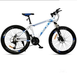 WJSW Bike WJSW Adult Mountain Bike, Double Disc Brake / High-Carbon Steel Frame Bikes, Beach Snowmobile Bicycle, 24 Inch Wheels, Blue, 21 speed