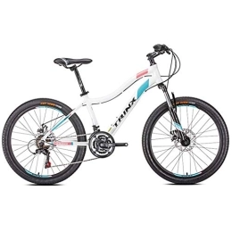 DJYD Bike Womens Mountain Bikes, 21-Speed Dual Disc Brake Mountain Trail Bike, Front Suspension Hardtail Mountain Bike, Adult Bicycle, 24 Inches White FDWFN (Color : 24 Inches White)