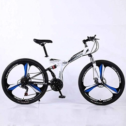 XER Bike XER Mountain Bike, 21 Speed Dual Suspension Folding Bike, with 26 Inch 3-Spoke Wheels and Double Disc Brake, for Men and Woman, White, 21speed