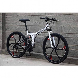 XER Bike XER Mountain Bike, 24 Speed Dual Suspension Folding Bike, with 24 Inch 6-Spoke Wheels and Double Disc Brake, for Men and Woman, White, 27speed