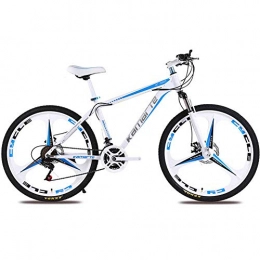 XER Bike XER Mountain Bike, 24inch Three-knife Wheel High-carbon Steel Unisex Off-road Damping Dual Suspension Mountain Bike Disc Brakes, Blue, 21speed