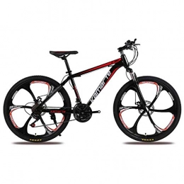 XER Bike XER Mountain Bike, 26inch Six-knife Wheel High-carbon Steel Unisex Off-road Damping Dual Suspension Mountain Bike Disc Brakes, Black, 24speed