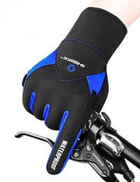 INBIKE Mountain Bike Gloves INBIKE Winter Ski Cycling Gloves Windproof Full Finger Running Gel Padded Bike Work Sport Motorcycle Biking (Blue 2XL)