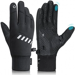 LERWAY Mountain Bike Gloves LERWAY Winter Warm Gloves for Men and Women, Thermal Touchscreen Gloves with Anti-Slip Silicone Patterns, Waterproof and Windproof Black Gloves For Running, Cycling, Hiking, Driving, Skiing