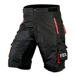 FCX Mountain Bike Short Mens Cycling MTB Shorts Baggy Style Multi Pockets Downhill Mountain Biking Team Bicycle Shorts Free Detachable Padded Liner (Black Red, XX-Large)