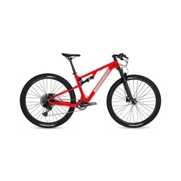  Mountainbike Bicycles for Adults Bicycle Full Suspension Carbon Fiber Mountain Bike Disc Brake Cross Country Mountain Bike (Color : Red, Size : Medium)