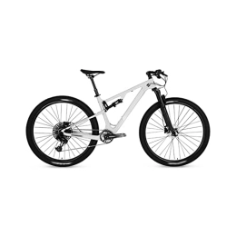  Mountainbike Bicycles for Adults Bicycle Full Suspension Carbon Fiber Mountain Bike Disc Brake Cross Country Mountain Bike (Color : White, Size : M)