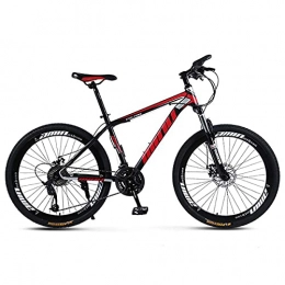 HGDM Mountainbike Aus High-Carbon-Stahl Mit Vorderradfederung, Mountainbike Für Erwachsene, Leichte Mountainbikes Mit Doppelscheibenbremse,Black and red,26''/24Speed