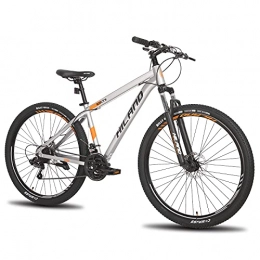Hiland 29 Zoll MTB Mountainbike mit Speichenrädern Aluminiumrahmen 21 Gang Schaltung Scheibenbremse Federgabel grau 432mm Rahmen……