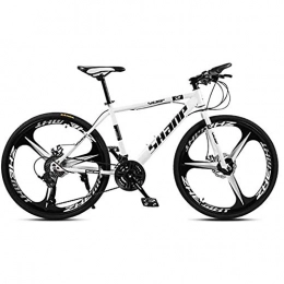 WXX Fahrräder WXX 26 Zoll Mountainbike High Carbon Stahlrahmen Doppelscheibenbremse Stoßdämpfung Off-Road Shift-Fahrrad-Stadtrennen Geeignet Für Menschen Mit 140-180Cm, Weiß, 21 Speed