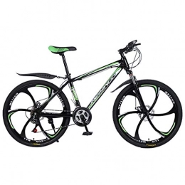ZKHD 26-Zoll-High Carbon Steel 3 Spokes EIN Rad Berg Doppelscheibenbremse Stoßdämpfung Variable Speed ​​Cross Country Bike,Black Green,26 inches