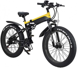HCMNME Zusammenklappbares elektrisches Mountainbike E-Bike Mountainbike Electric Snow Bike, erwachsene faltende elektrische Fahrräder, hybride Liegereisen / Straßenfahrräder, mit Aluminiumlegierungsrahmen, LCD-Bildschirm, drei Reitmodus, 7-Gang-26-Zoll
