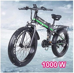 HCMNME Zusammenklappbares elektrisches Mountainbike E-Bike Mountainbike Electric Snow Bike, erwachsenes faltbares elektrisches Fahrrad 48V 1000W pendeln E-Bikes mit abnehmbarer Lithium-Batterie 21-Gang-Smart-elektrisches Fahrrad mit Doppel-Scheibenbrem